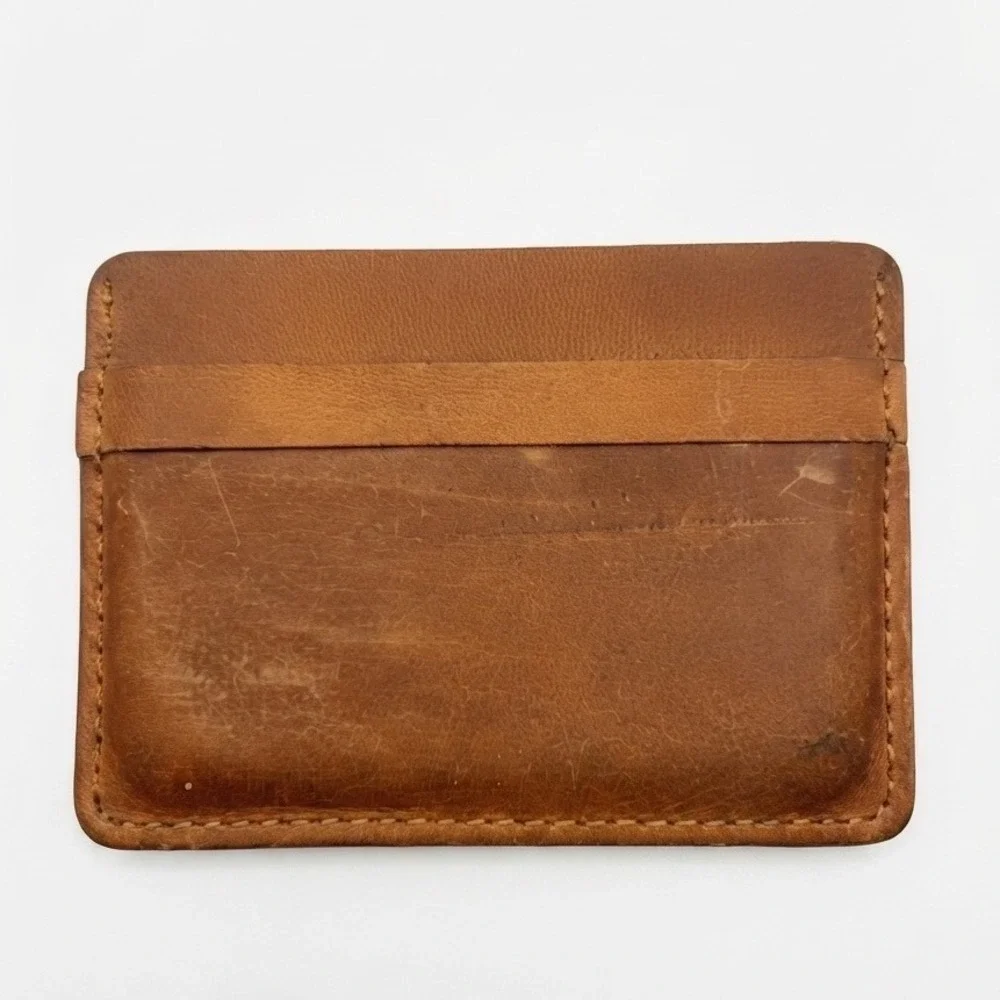 Slim Distressed Brown Leather Minimalist Card Holder Wallet Front Pocket EDC